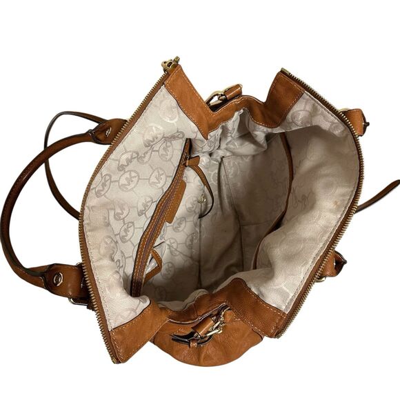 MICHAEL KORS Tan Buttery Soft Leather Satchel Handbag Crossbody Strap - Picture 5 of 15